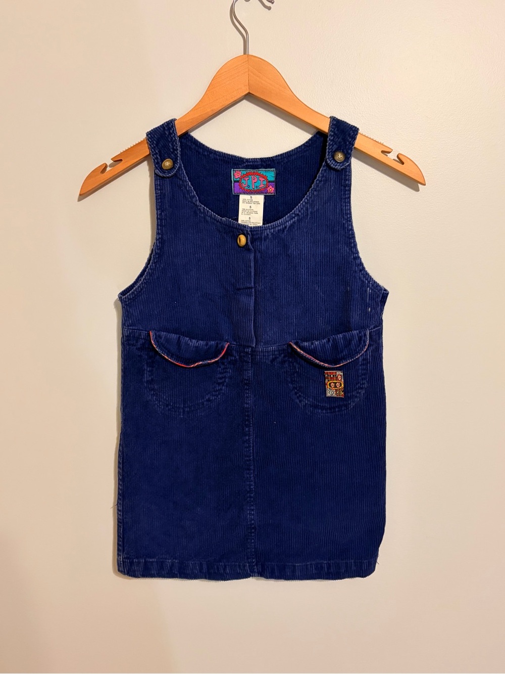 Vintage Girls Size 5 Corduroy Dress Navy Blue Purple 1990s 2000s Y2K Cute